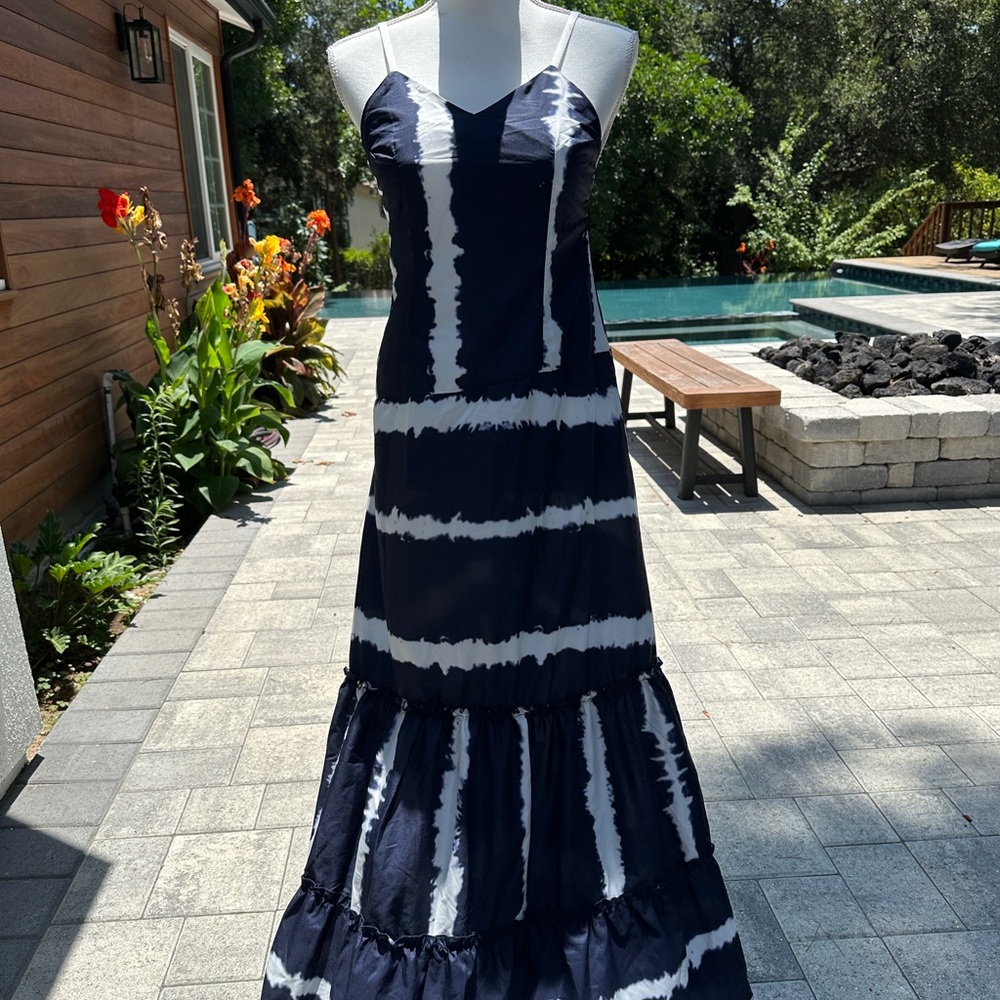 CBR Blue and White Spaghetti Strap Maxi Sundress